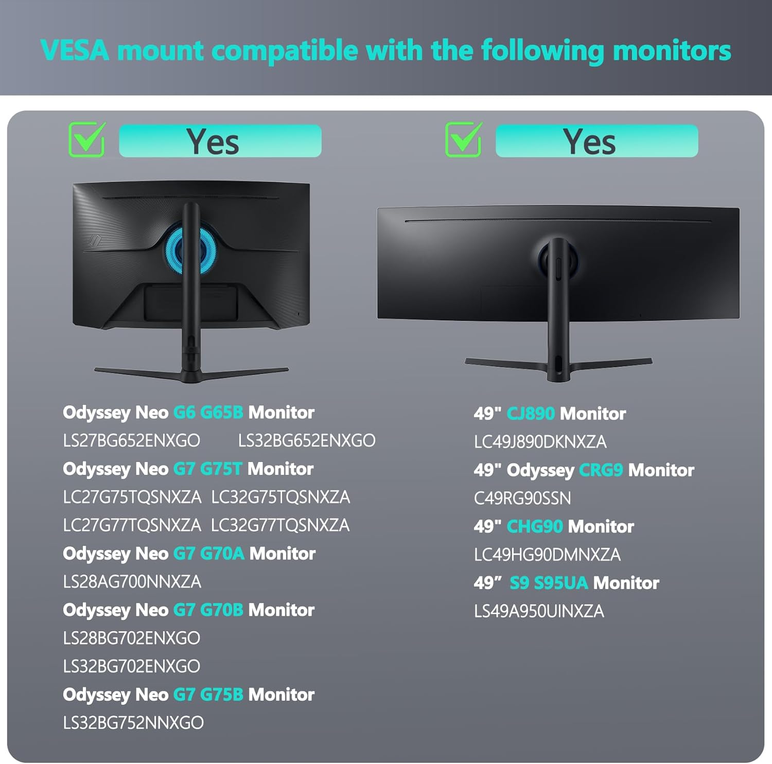 Detalle 2 de Tjweiqing Odyssey G7 Stand for Samsung Odyssey G6/G7 monitors (metal bracket for selected models)