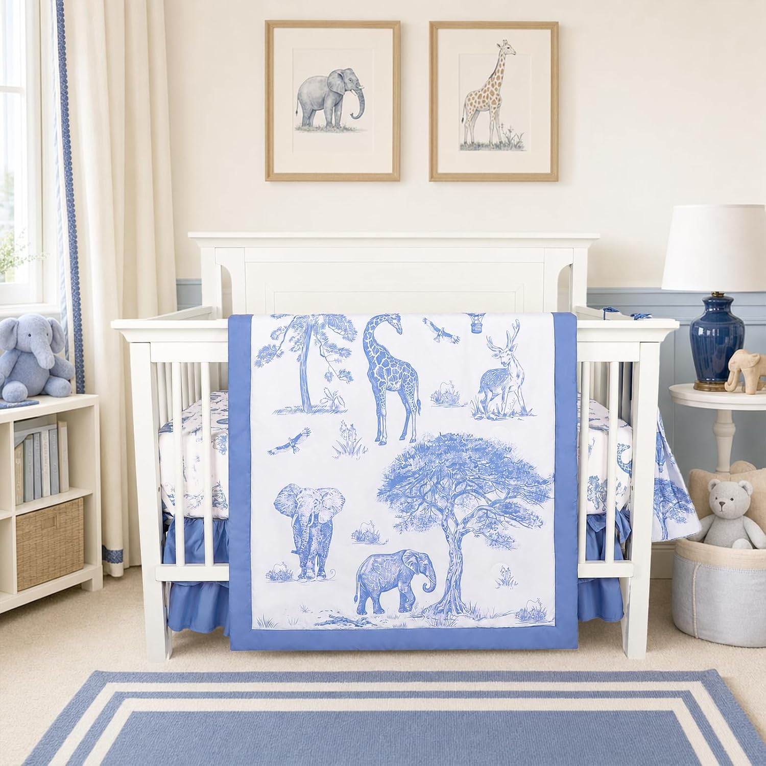 Thumbnail 6 de TANOFAR Crib Bedding Set, Blue Elephant