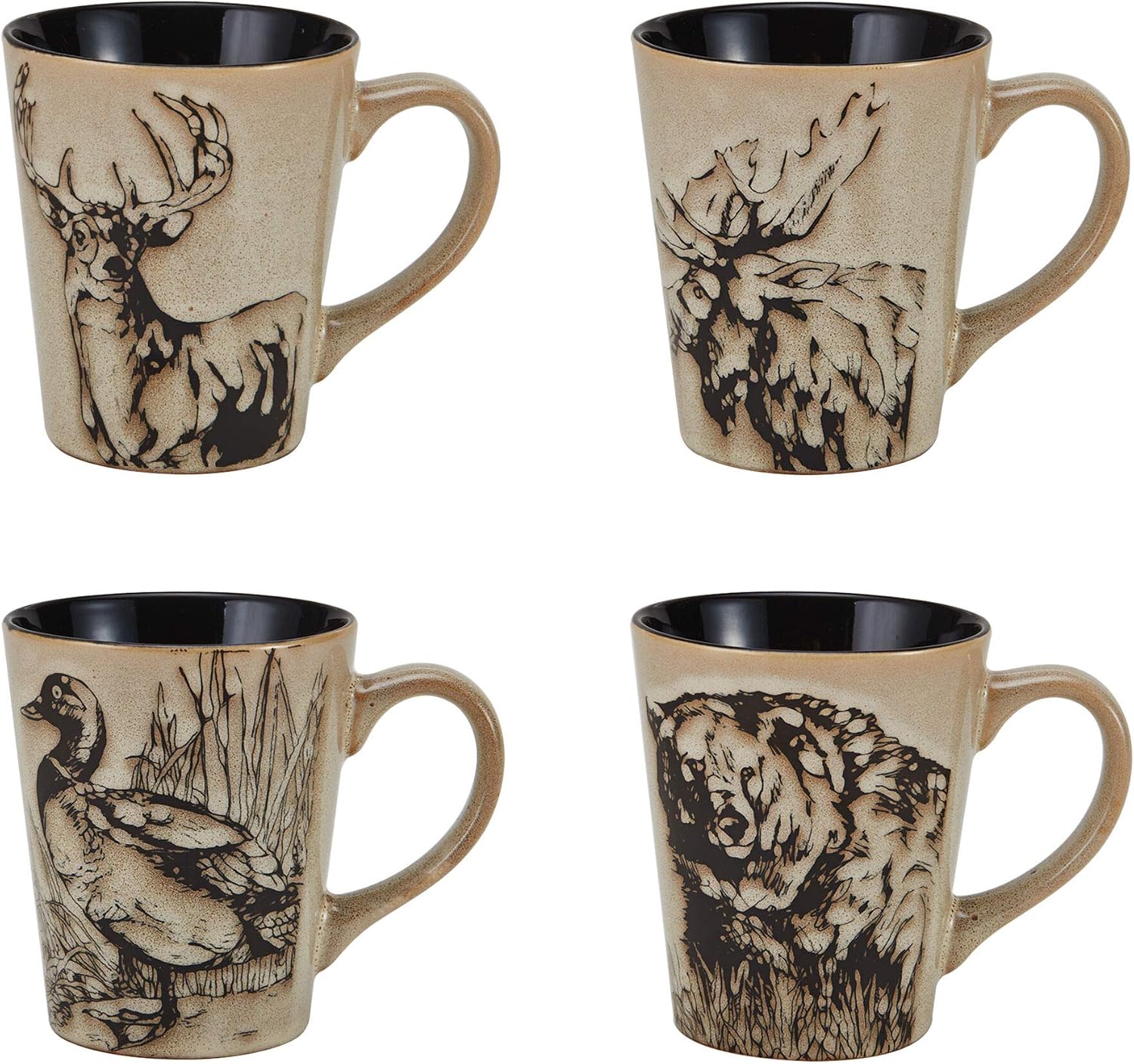 Thumbnail 5 de Mossy Oak Animal Print 16-Piece Dinnerware Set (Service for 4) in Black and Beige