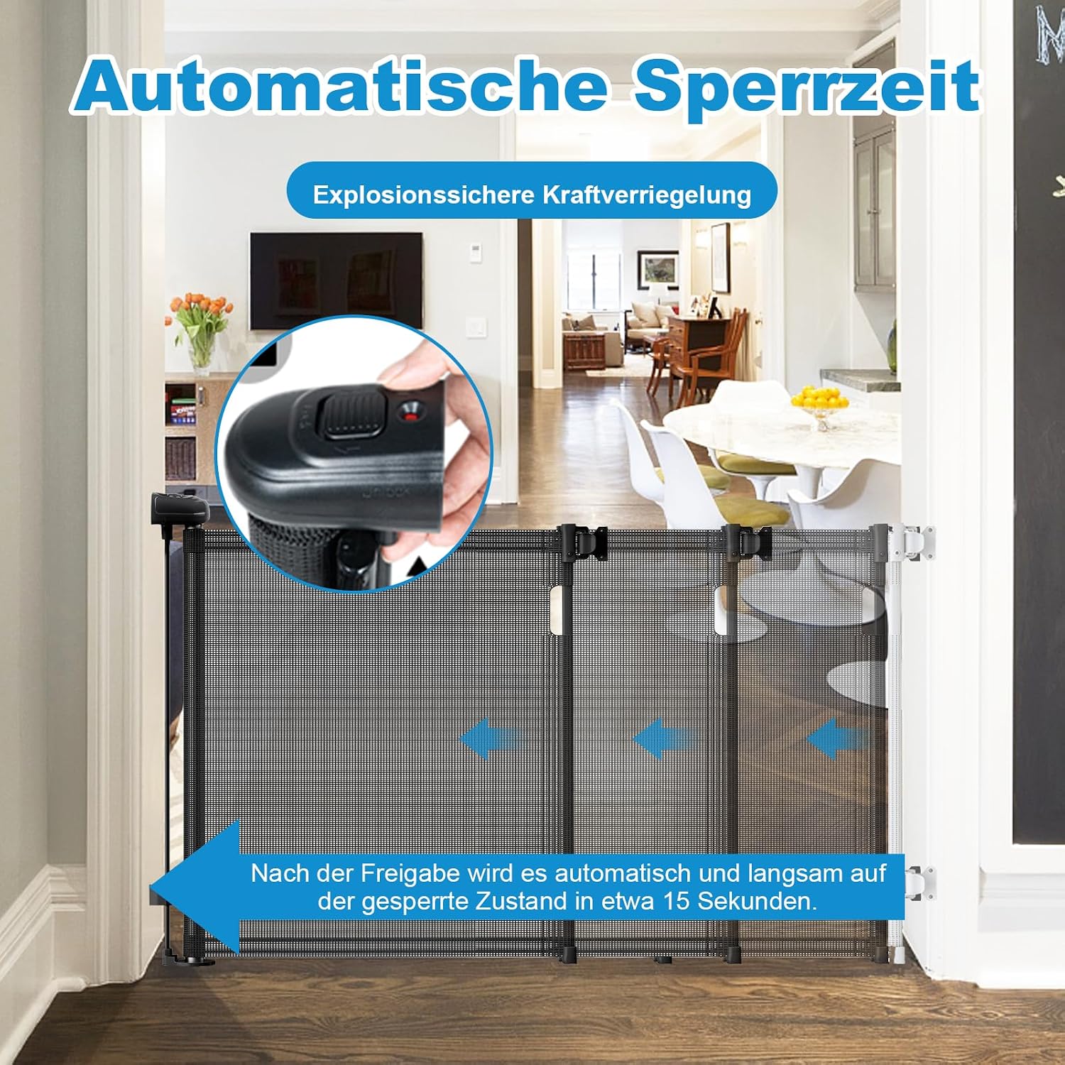 Detalle 2 de Ausziehbares Treppenschutzgitter 140 cm 👶