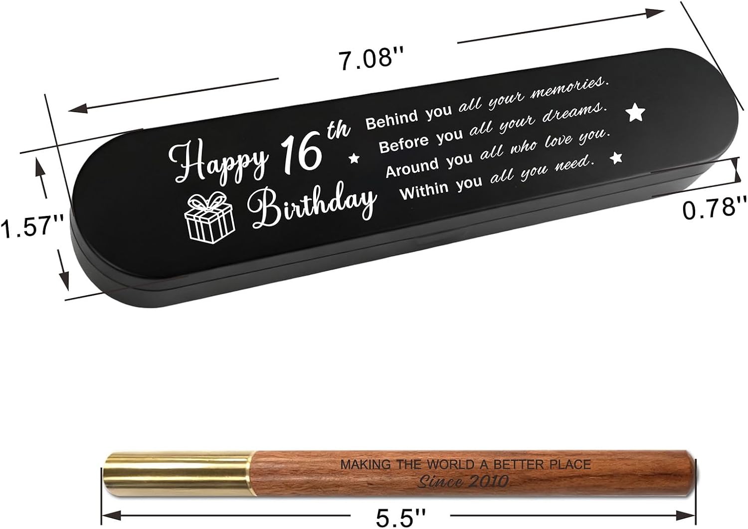 Thumbnail 6 de iyaone Ultimate 16th Birthday Gift for 2010 Born Teens: Laser Engraved Wooden Gel Pen in Presentation Box