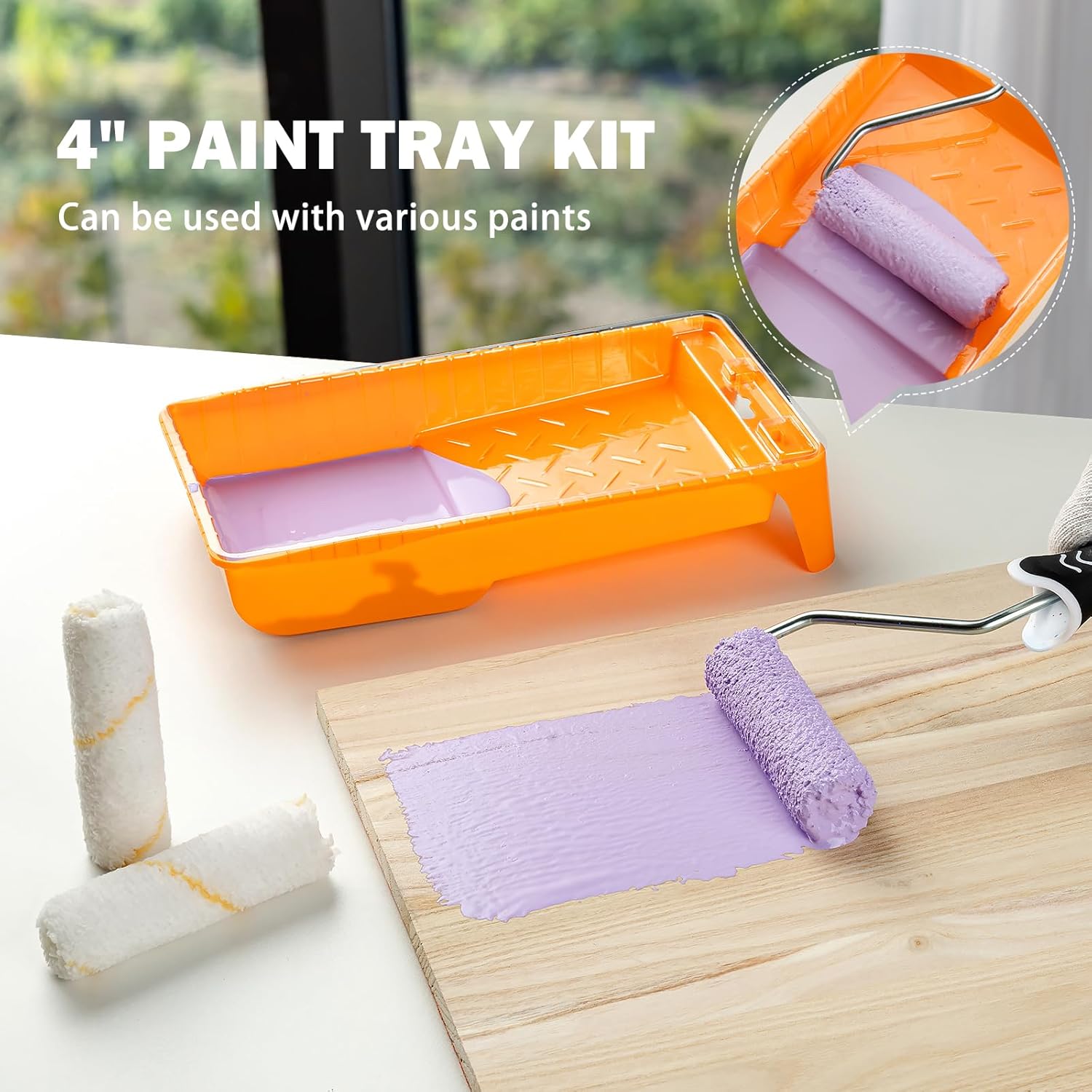 Thumbnail 6 de Mister Rui 4" Paint Tray Liner System: Disposable Tray with 15 Liners for Easy Colour Switching