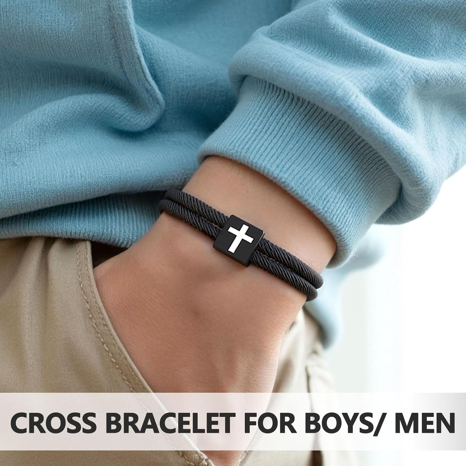 Detalle 2 de D Dongjiangjin Cross Bracelet for Teen Boys