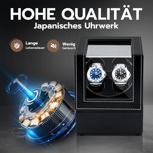 Thumbnail 4 de Tolesum Uhrenbeweger 2 Uhren für Automatikuhren – leisem Motor, USB-C Brückenkabel-System, Edles PU-Leder Schwarz