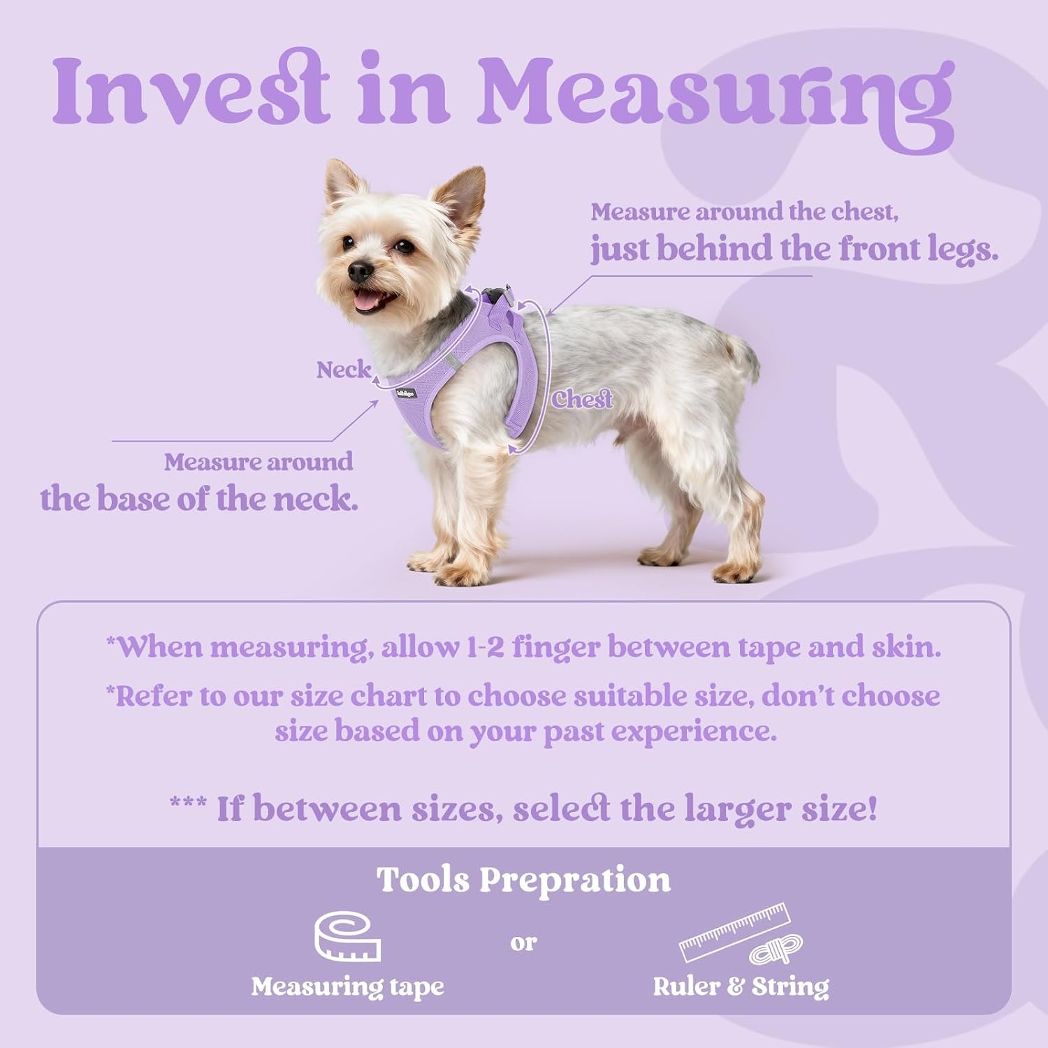Thumbnail 1 de rabbitgoo Dog Harness Small Dog (Size M) – Step-in Soft Mesh, Reflective, Light Purple