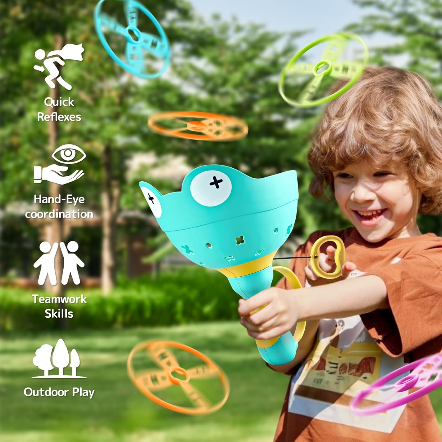 Thumbnail 1 de Outdoor Spielzeug für Kinder ab 4–8 Jahre: Fliegende Untertassen Launcher mit 3 Packs & 32 Scheiben