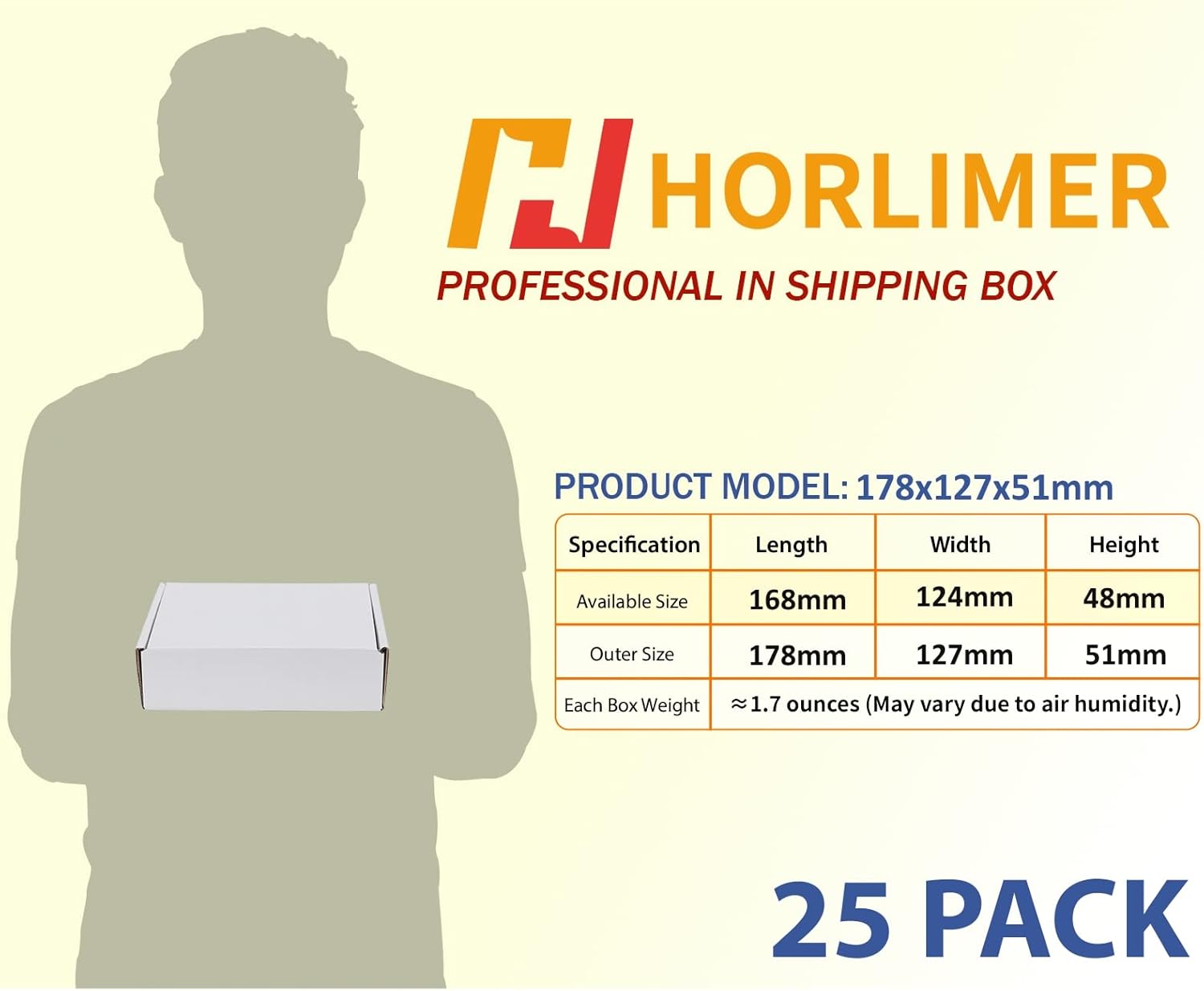 Detalle de HORLIMER 25 Pack White Shipping Boxes, 17.8x12.7x5cm – Corrugated Cardboard Mailing Boxes