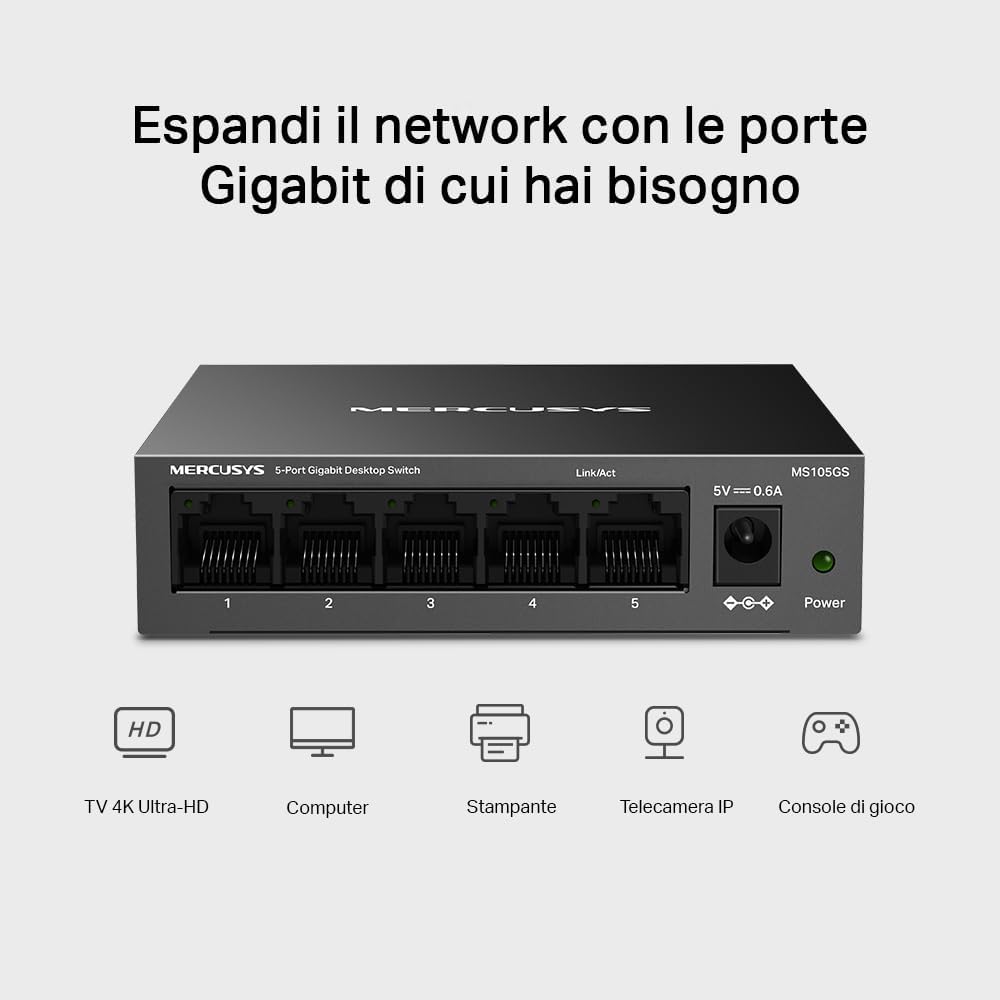 Thumbnail 3 de MERCUSYS MS105GS Switch Ethernet 5 porte 🖧