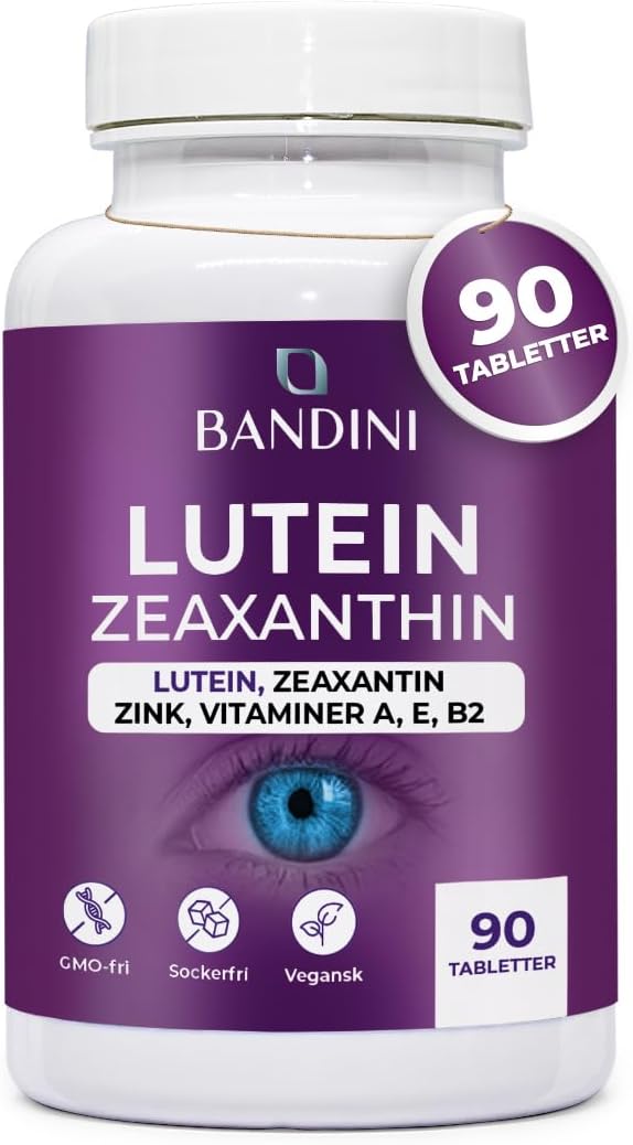 Detalle de Bandini® Högdos lutein och zeaxantin – veganskt ögontillskott, 90 tabletter