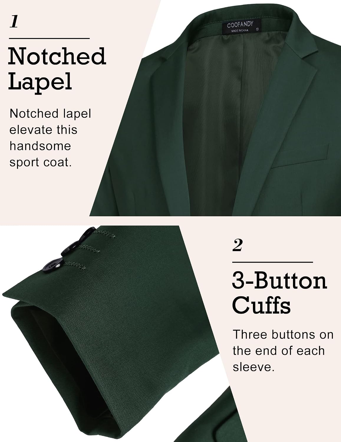 Detalle 2 de COOFANDY Men's Sport Coat, Twill