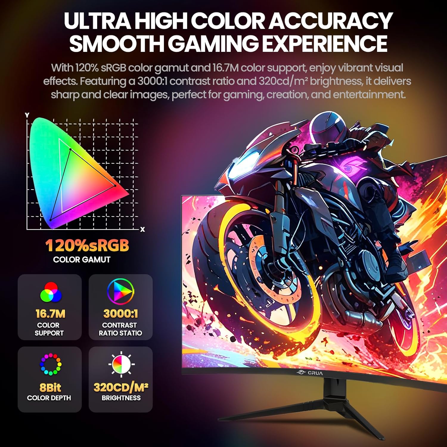 Detalle de CRUA 27-inch curved gaming monitor 260Hz