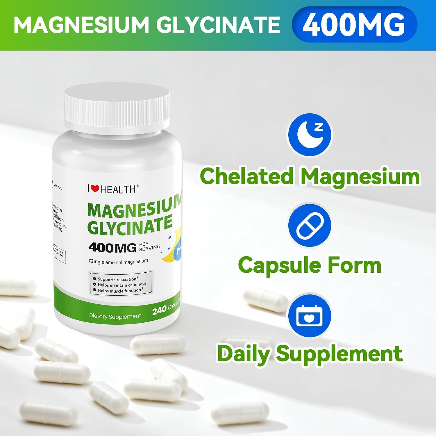 Thumbnail 5 de Magnesium Glycinate Supplement 400 mg