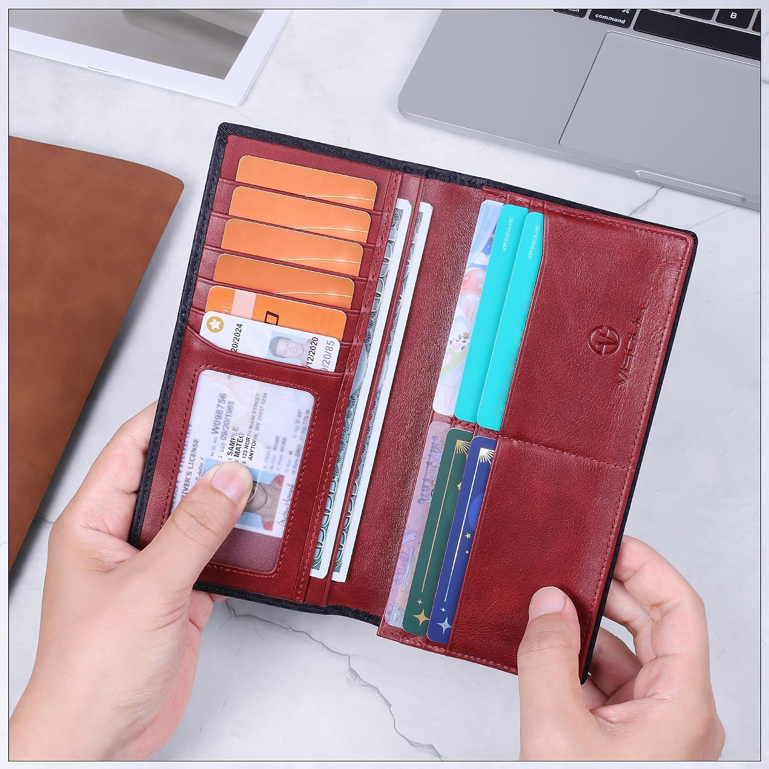 Thumbnail 5 de VISOUL Portafoglio Lungo in Vera Pelle con Blocco RFID