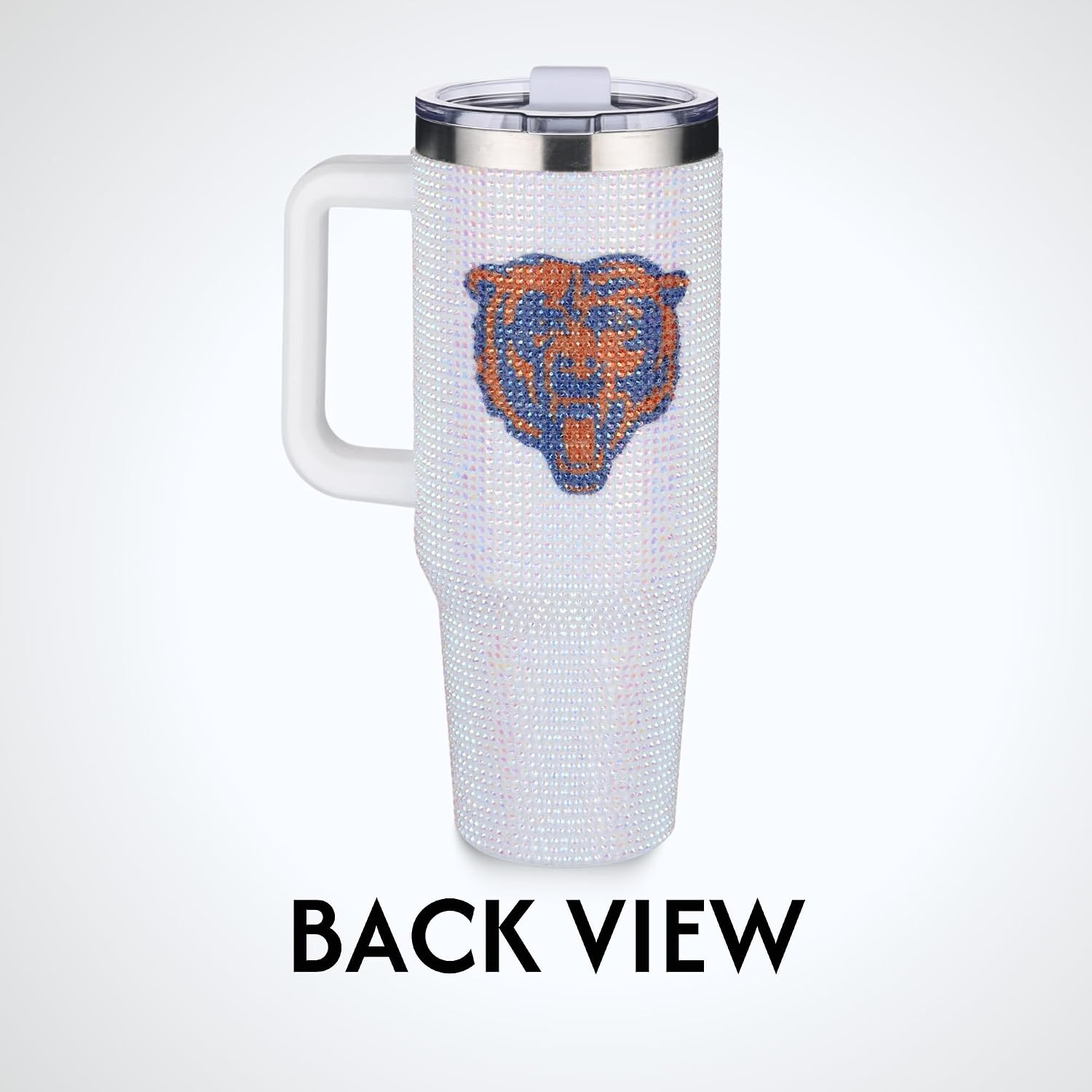 Detalle 2 de The Memory Company Officially Licensed 46oz White Bling Game Day Tumbler (Chicago Bears)