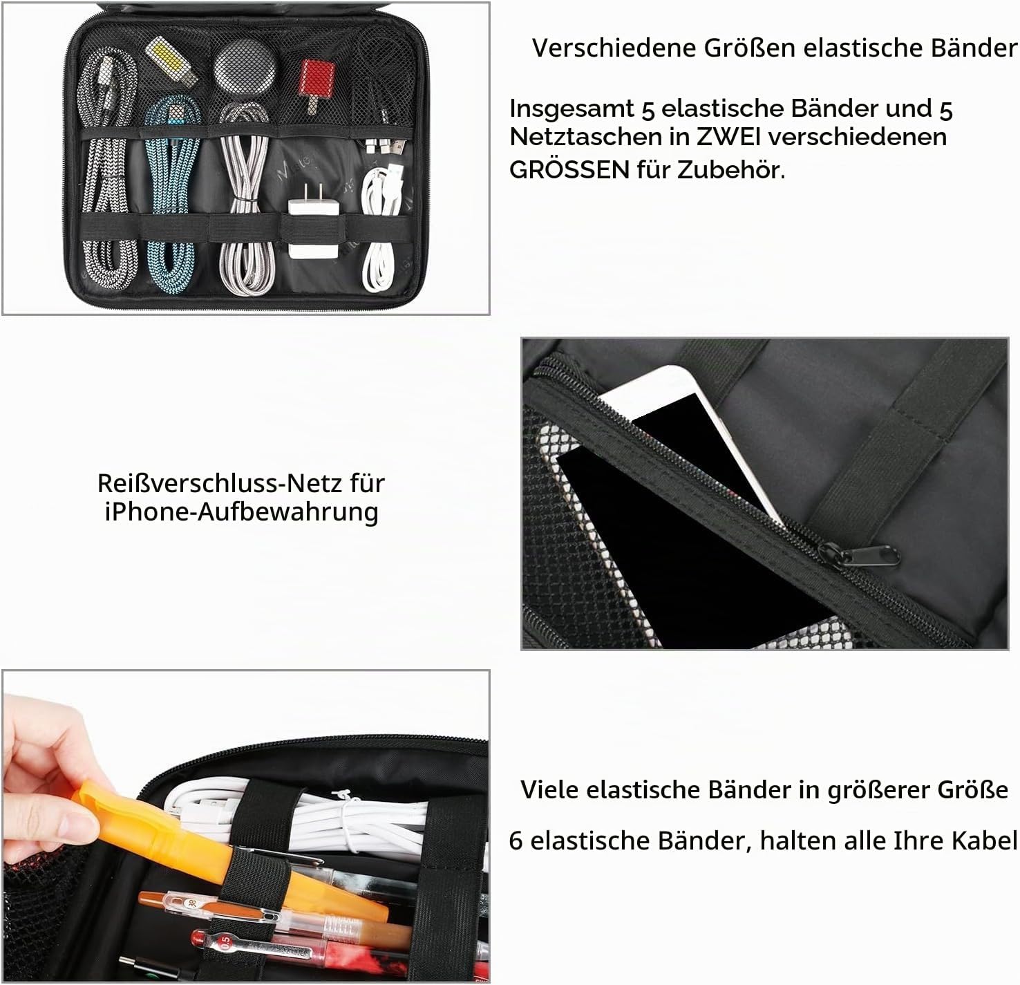Thumbnail 3 de MATEIN Kabel Organizer Tasche (groß) – wasserabweisende Elektronik-Reise-Tasche für iPad bis 12,9 Zoll, Ladegerät & mehr
