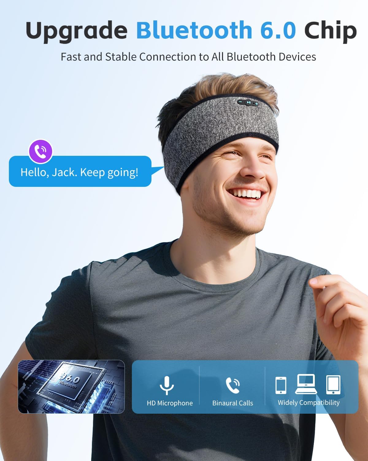 Thumbnail 2 de Veeniitosr Sleep Headphones Bluetooth 6.0 Headband 2-in-1 for Side Sleepers (Grey)