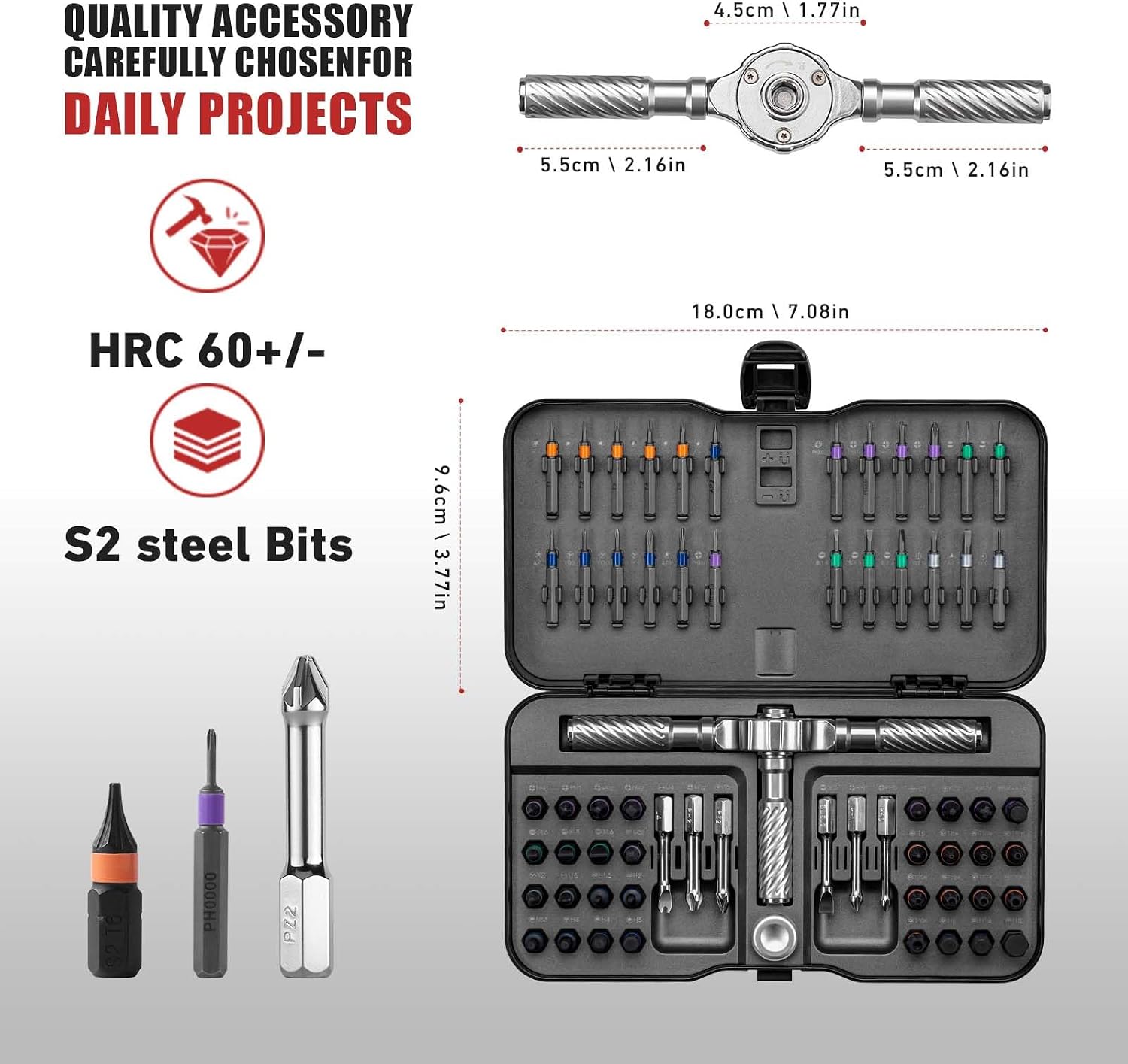 Detalle 2 de VMAN RS66 VMAN-66IN1 Ratcheting Screwdriver Set with S2 Steel Bits