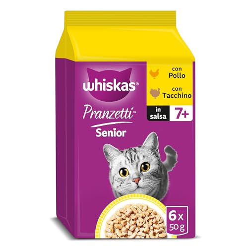 Detalle de Whiskas Pranzetti Cibo Umido in Salsa per Gatti adulti Senior 7+ Pollame – Confezione da 12 porzioni