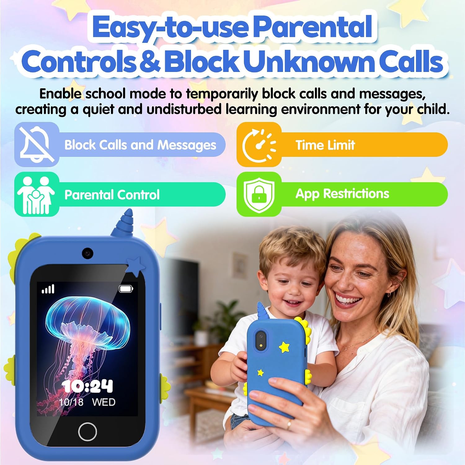Thumbnail 4 de 4G Téléphone Portable pour Enfants avec GPS et Appels Vidéo – Bleu