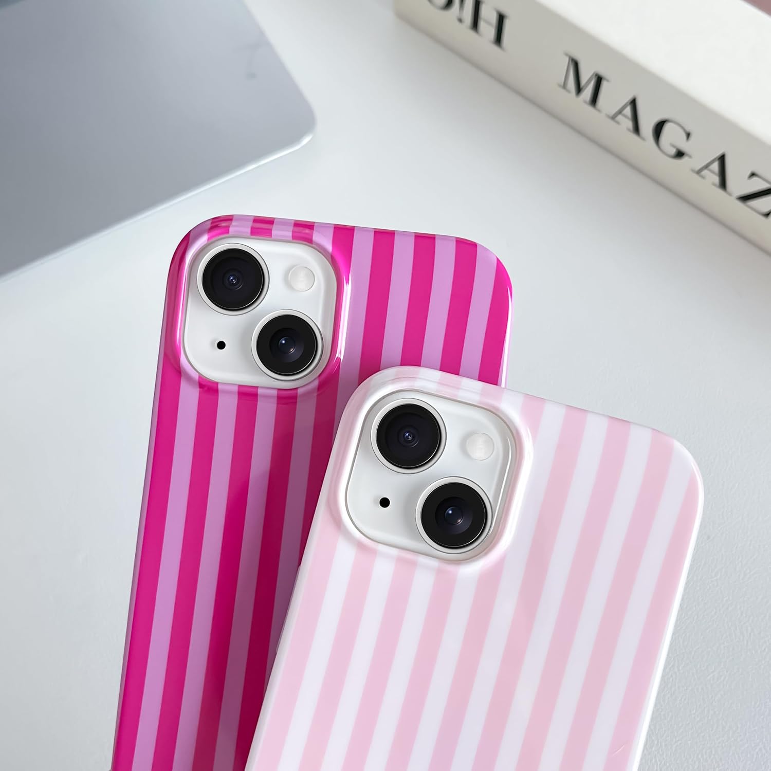 Detalle de SmoBea iPhone 13 case (6.1 inch) in pink striped TPU – slim, shock-absorbing protection
