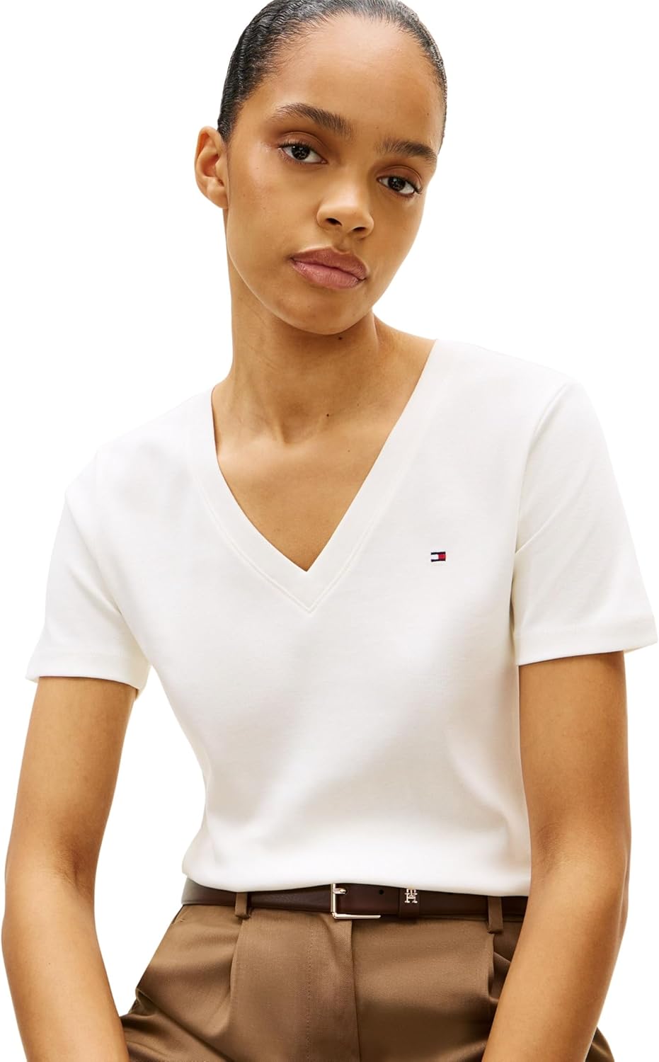 Thumbnail 2 de Tommy Hilfiger T-Shirt Manches Courtes Femme New Slim Cody V-Neck Col en V