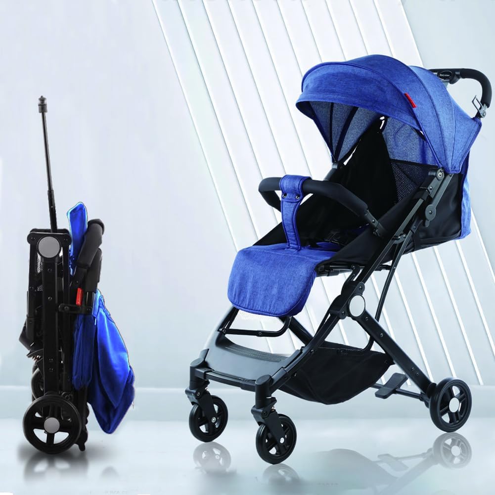 BAKAJI Passeggino Easy ultra leggero pieghevole con chiusura facilitata e schienale reclinabile fino a 15 kg (nero)