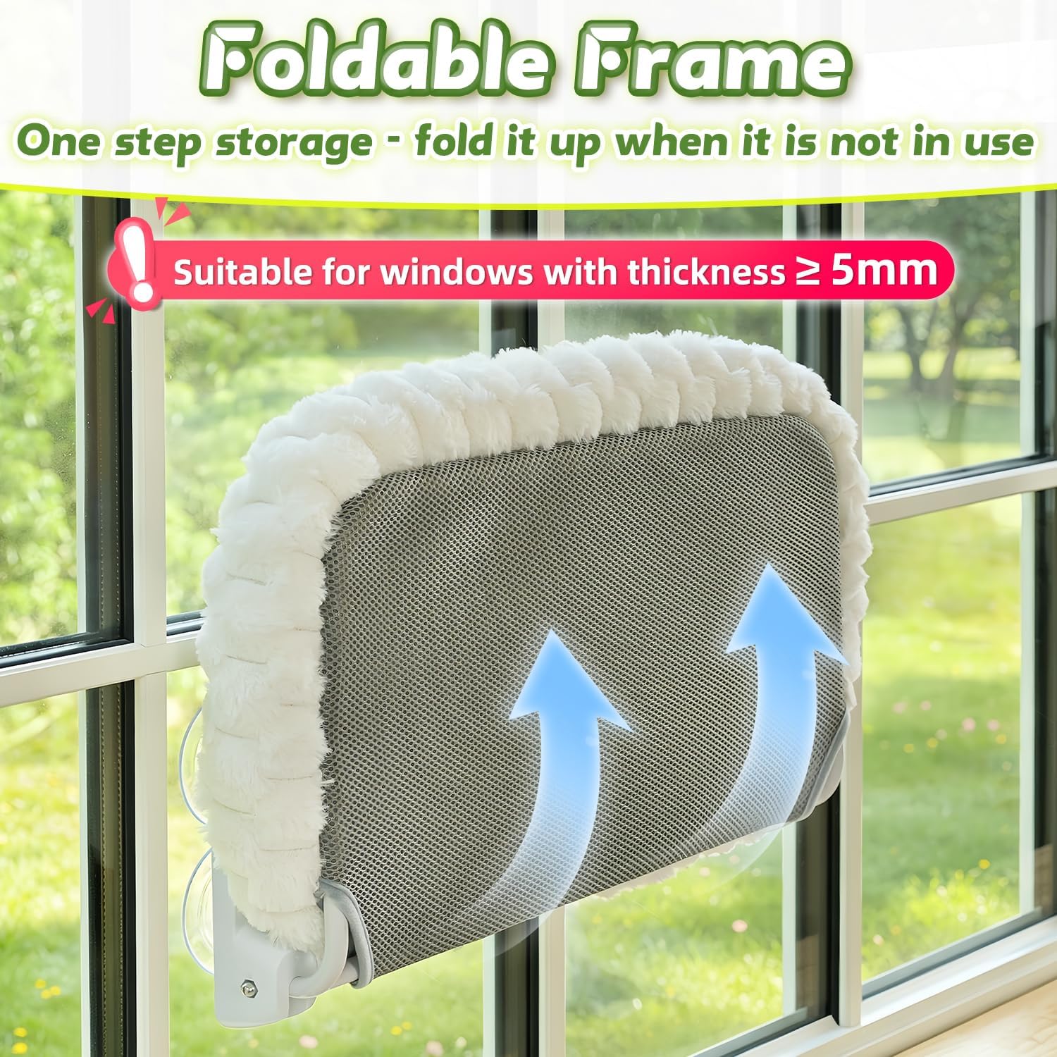 Detalle 2 de AMOSIJOY CWP-L-WHITE-STRIPE Foldable Cat Window Perch, Large White Cushion