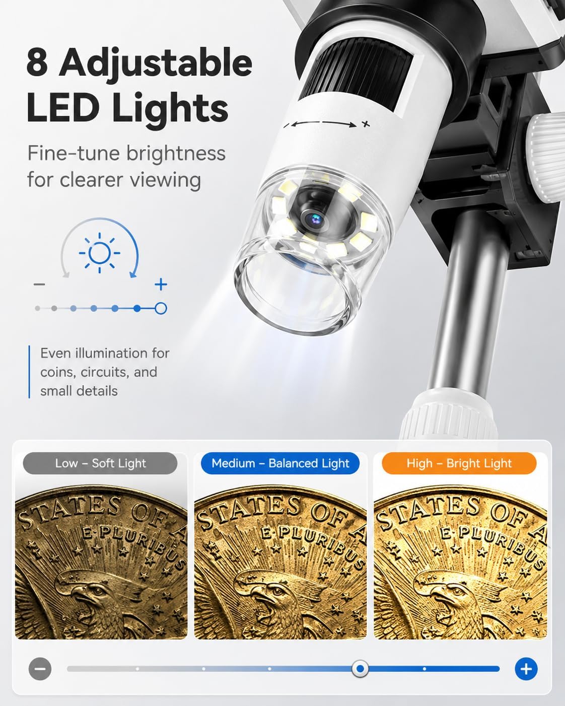 Thumbnail 6 de Coin Microscope 4.3-Inch 1000X Digital Microscope with 8 LED Lights — PC & Mac Compatible