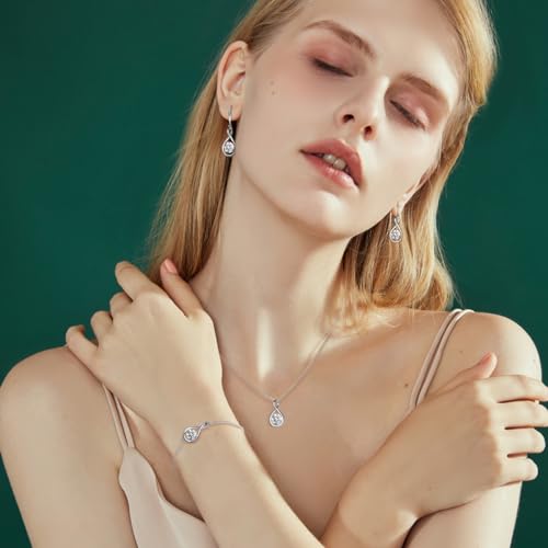 Detalle de FANCIME Collar de Piedra de Nacimiento para Mujer | Colgante Infinito en Plata de Ley