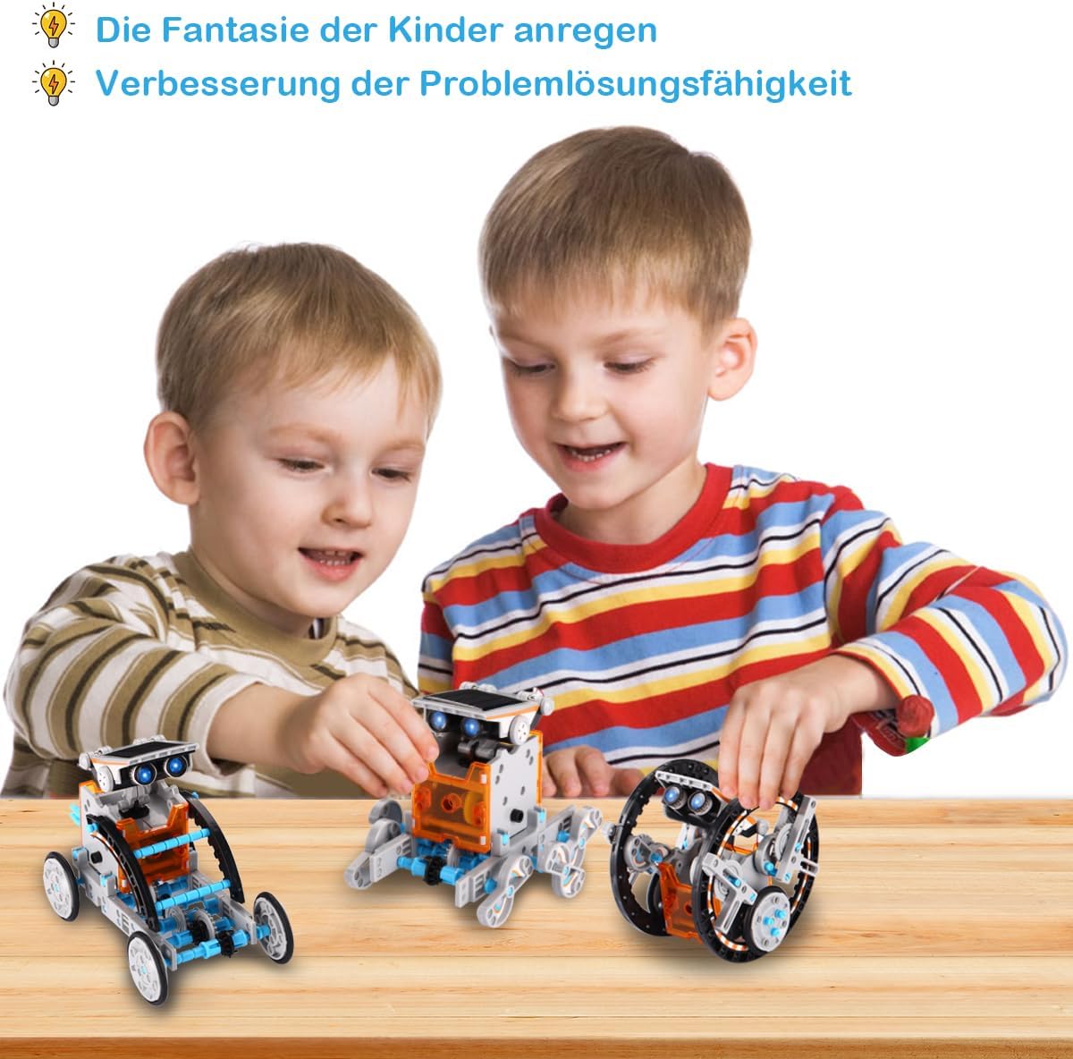 Detalle 2 de ACELIFE STEM Solar Robot Toy 12-in-1 (190-piece DIY kit) – solar-powered building robots for ages 8–12