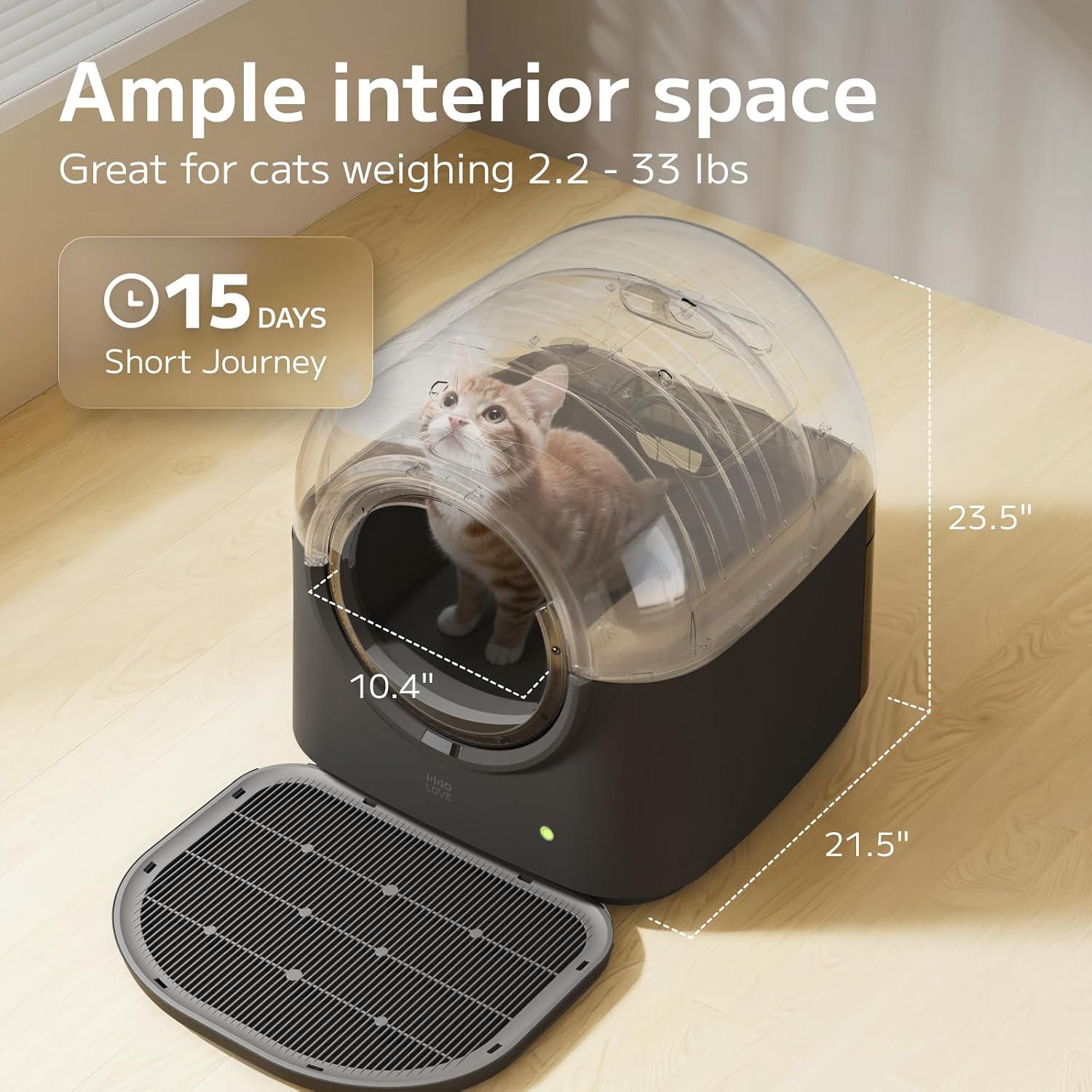 Detalle de HHOLOVE Katzentoilette Selbstreinigend Automatisch 60L – Sicherheit, App-Steuerung & Geruchskontrolle