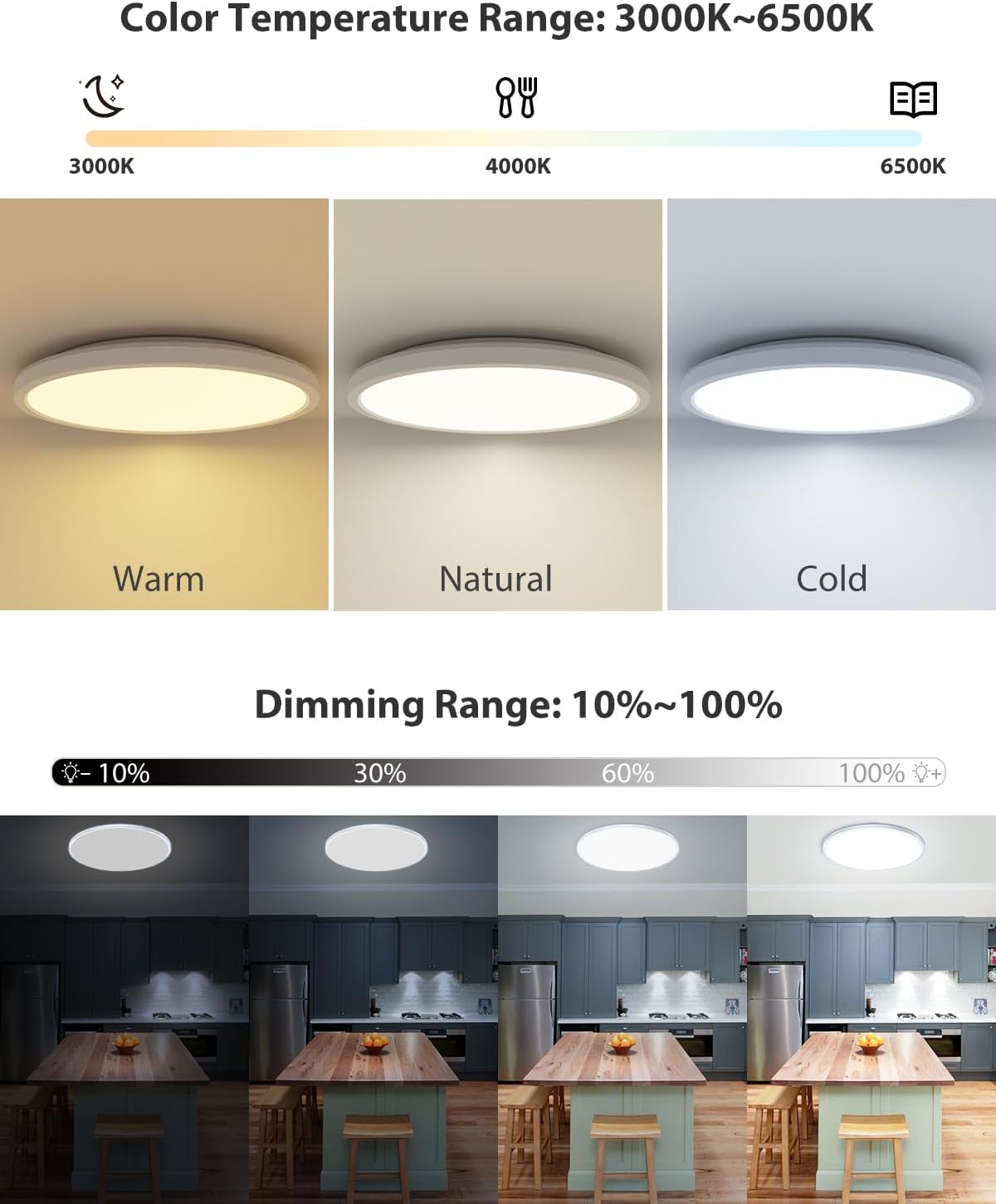 Thumbnail 3 de zemty LED-Deckenleuchte dimmbar 50 cm, 42 W (3.360 lm) mit RGB und Fernbedienung