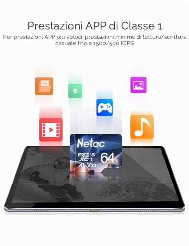 Detalle de Netac Micro SD 64 GB UHS-I A1 V30: velocità affidabile per foto, video 4K e giochi