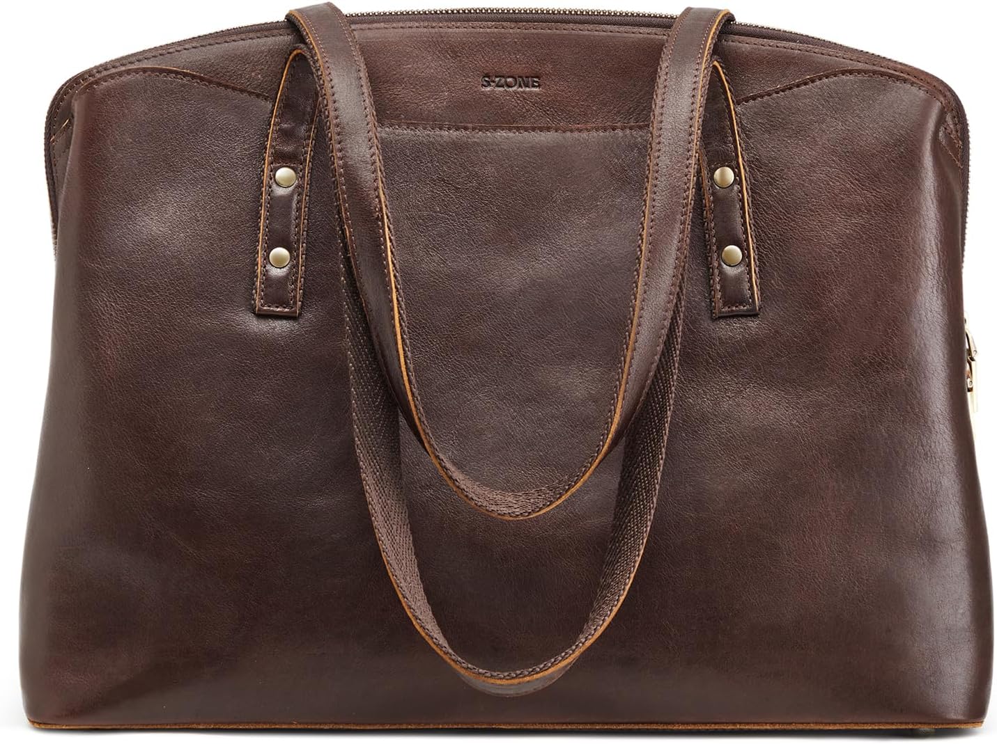 Detalle de S-ZONE Grand sac fourre-tout en cuir pour femme — Sac à main de travail et ordinateur 15,6
