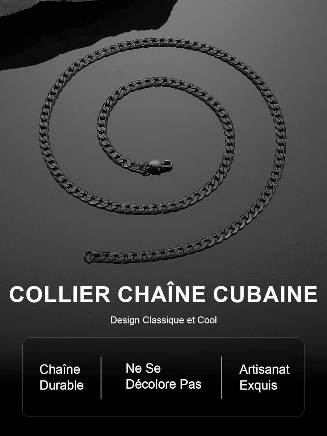 Thumbnail 4 de Collier Cuban Large ChainsPro en acier inoxydable pour homme – 4/6/9/13 mm, 46–76 cm