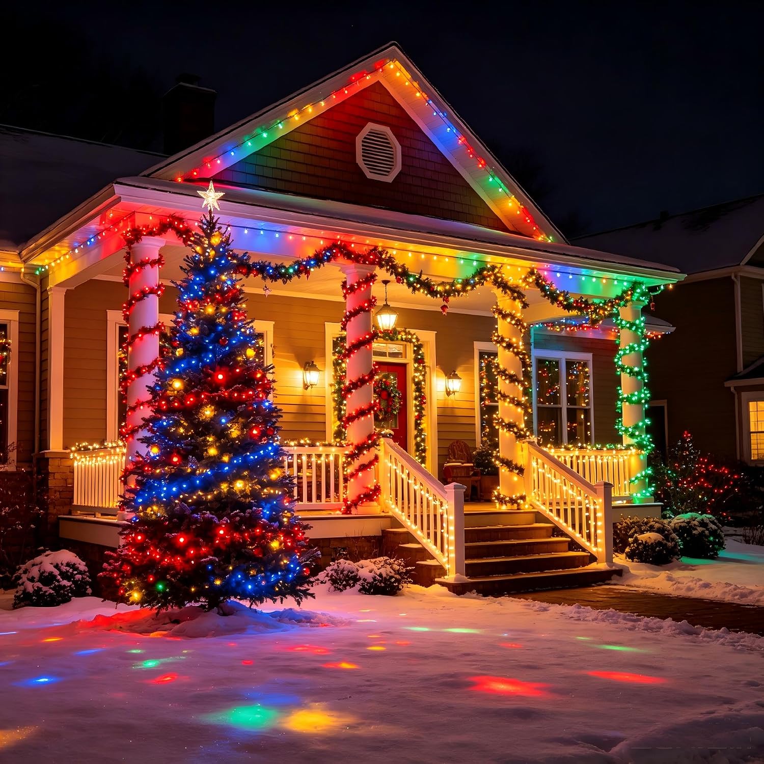 Detalle de Joomer 144FT Solar Christmas String Lights, 400 LEDs, 12 Modes, Color-Changing