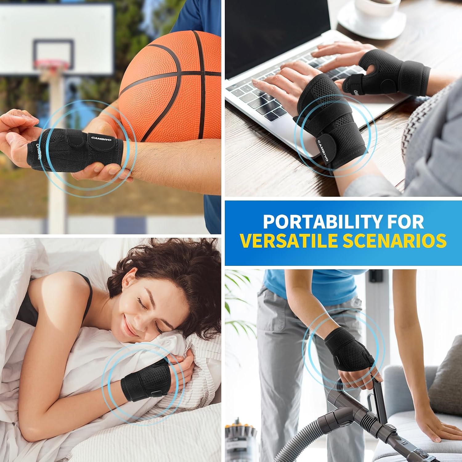 Thumbnail 5 de CAMBIVO Wrist Supports with Thumb Splint S/M