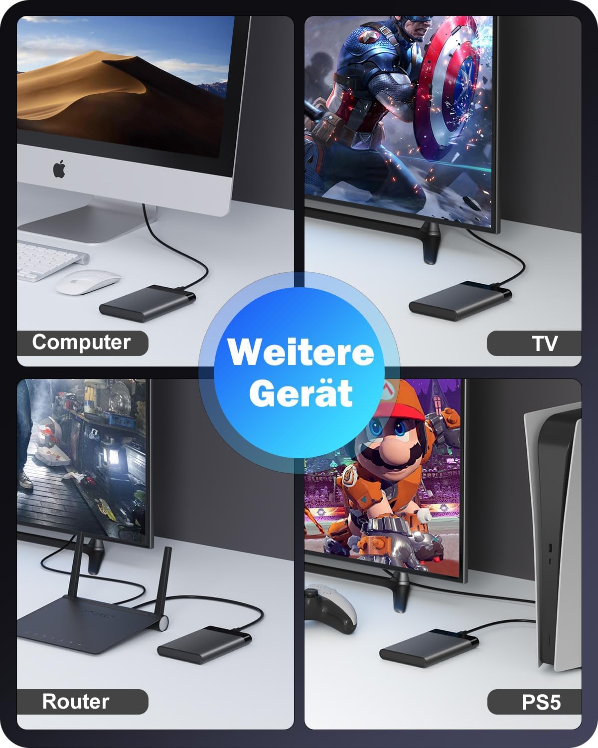 Thumbnail 6 de POSUGEAR Festplattengehäuse 2,5 Zoll USB C 3.1 6 Gbps