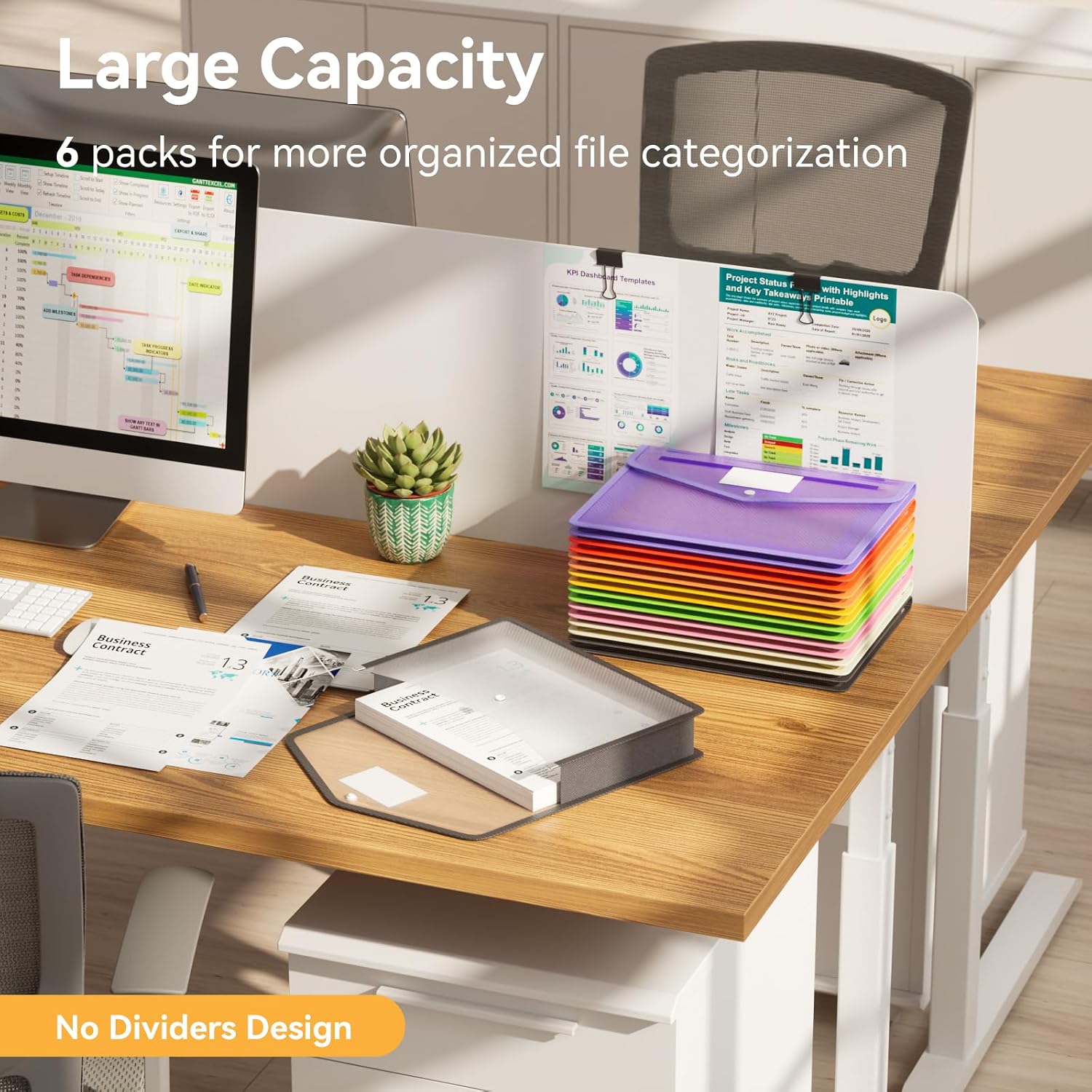 Thumbnail 2 de ABC life Plastic Wallets A4 – 8 Pcs Large-Capacity Document Folders in Assorted Colours
