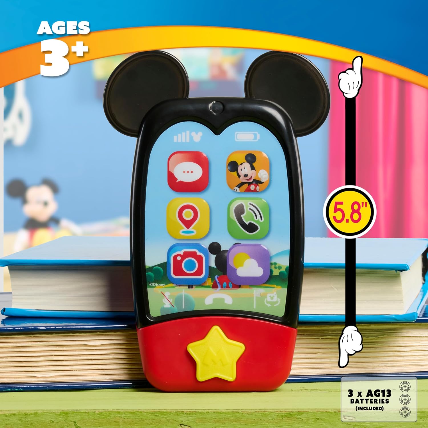 Detalle 2 de Just Play Disney Jr. Mickey Mouse Clubhouse speelgoedtelefoon met licht en geluid