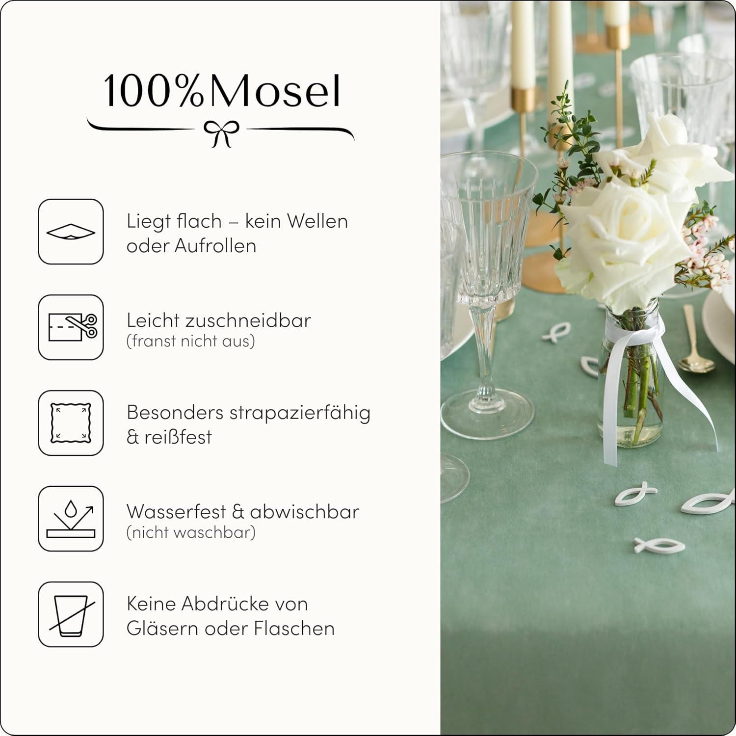 Thumbnail 5 de 100%Mosel Vlies Tischläufer 30 cm x 25 m 🧾