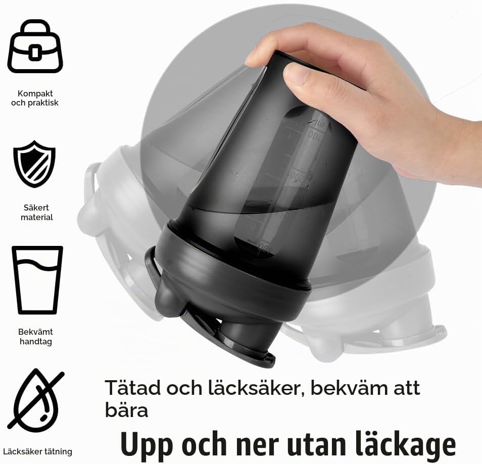 Detalle 2 de AOGOE proteinshakers, 2-pack med blandningsbollar i rostfritt stål, 400 ml