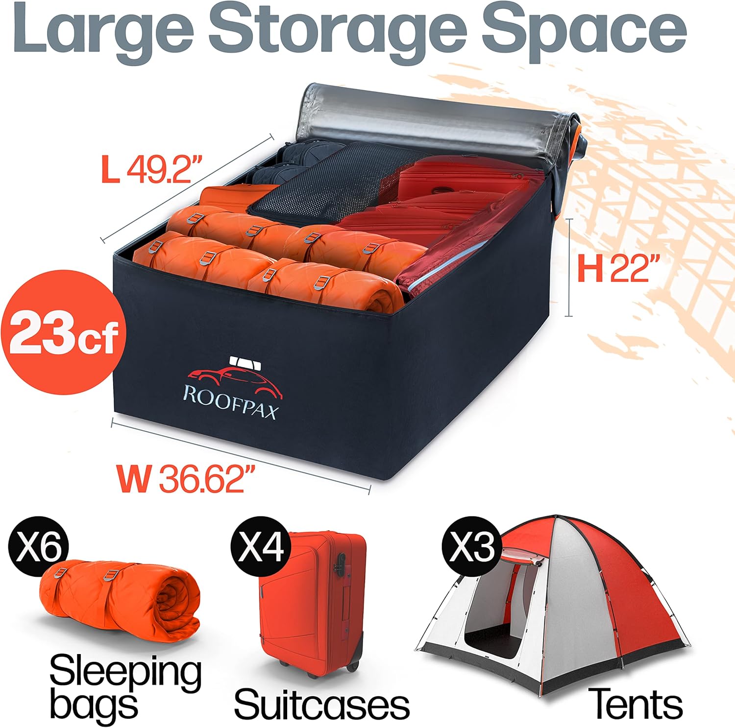 Thumbnail 4 de RoofPax 23 cft Extra Waterproof Rooftop Cargo Carrier Bag with Double Weatherproof Zippers