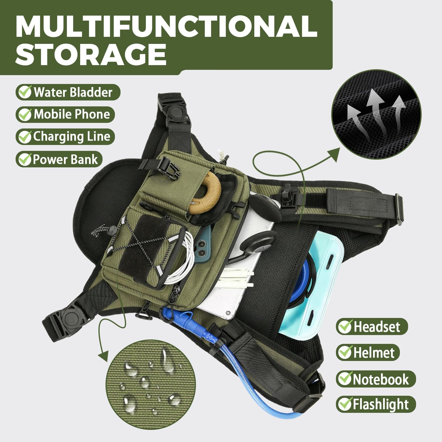 Thumbnail 2 de Criuage USA Patent Hydration Vest Backpack: Lightweight 2.0L Chest Pack for Active Lifestyles