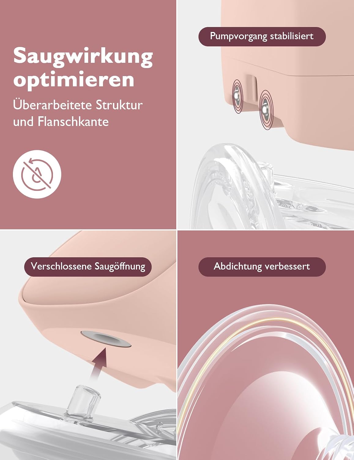 Detalle 2 de momcozy S9 Pro Milchpumpe elektrisch tragbar (rosa) – 2 Modi, 9 Stufen, LED-Anzeige, 2er Pack
