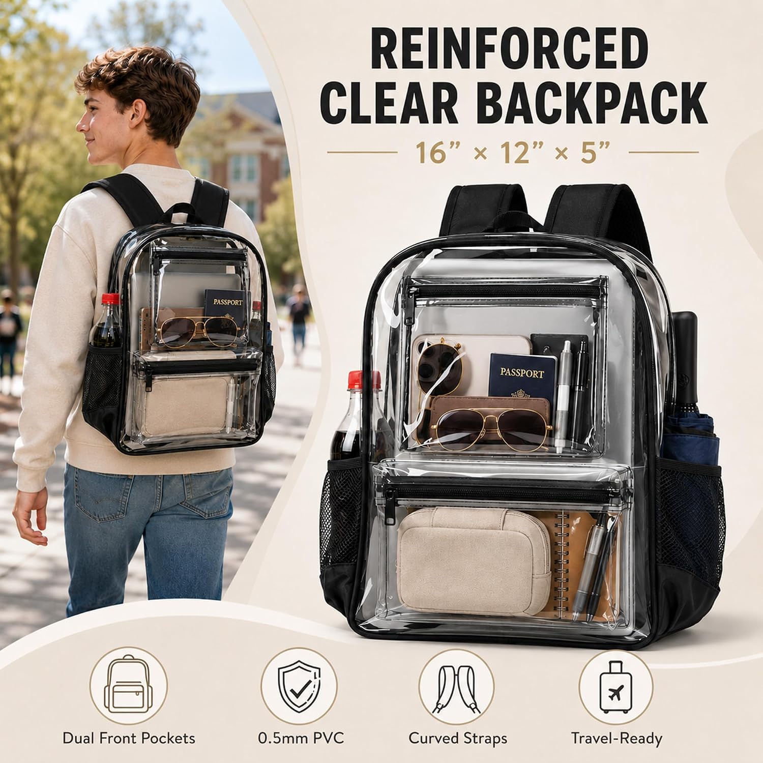 Detalle de Clear Backpack, 0.5mm PVC