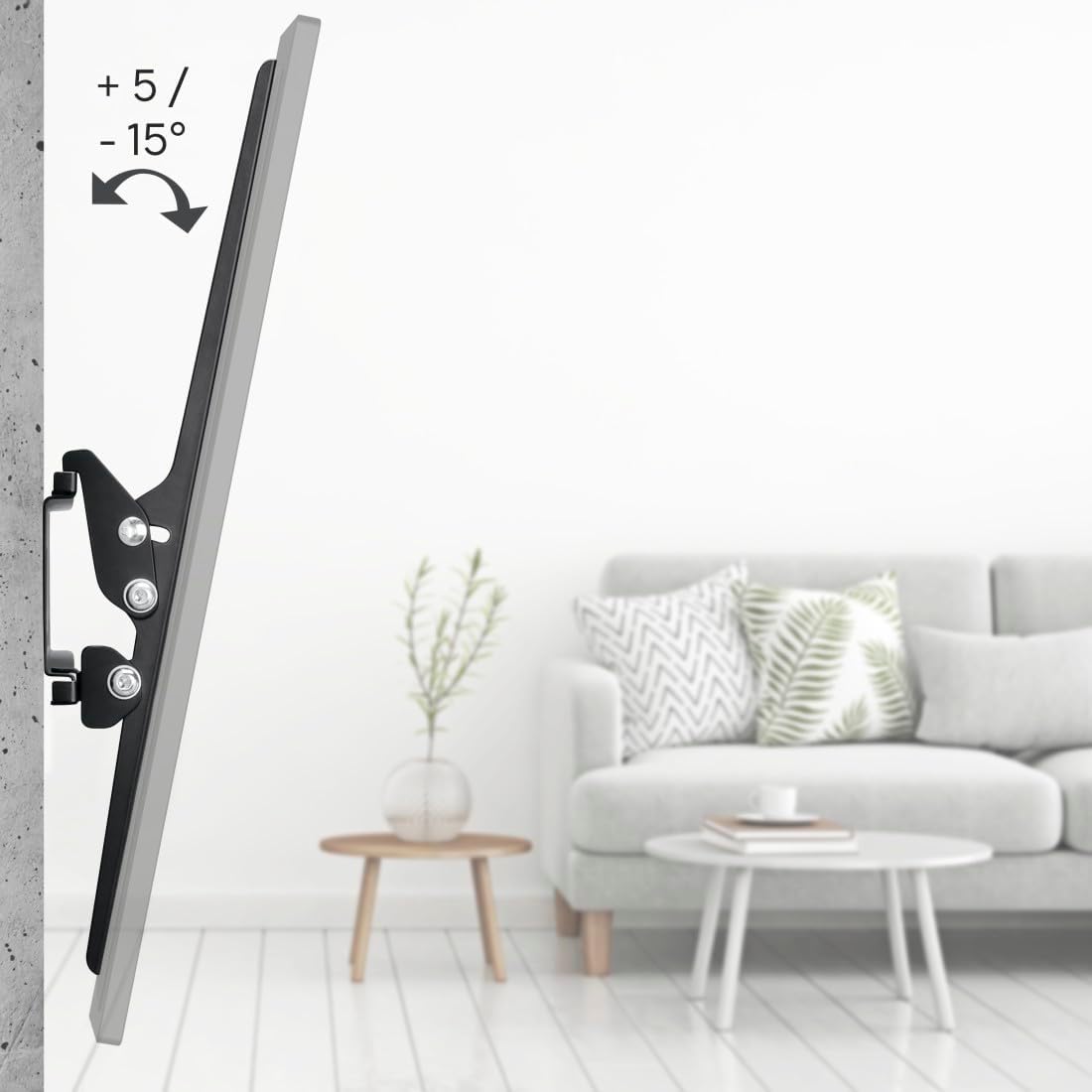 Detalle de Hama TV Wandhalterung neigbar für 32–75 Zoll (VESA 50×50 bis 600×400, bis 40 kg) schwarz