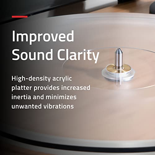 Detalle de Fluance RT85N Reference High Fidelity: giradiscos analógico de élite con plato acrílico y acoplamiento de alta masa