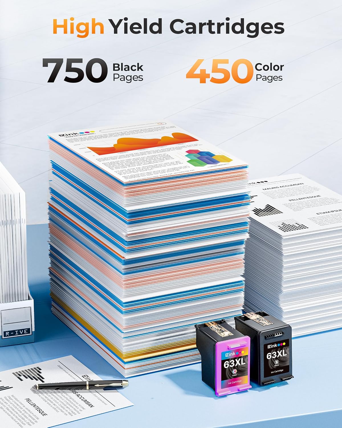 Thumbnail 2 de E-Z Ink 63XL Black & Color Remanufactured Cartridges (2-Pack) for HP 63XL