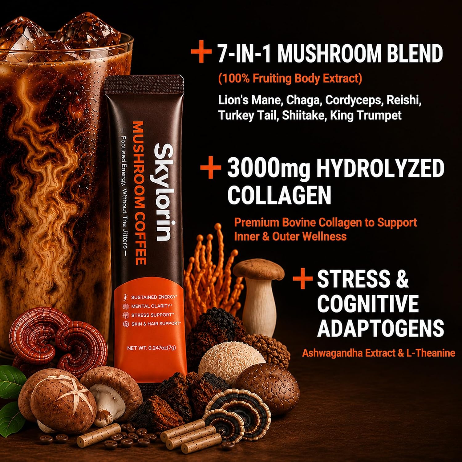 Detalle de Skylorin Mushroom Coffee 30 Sticks